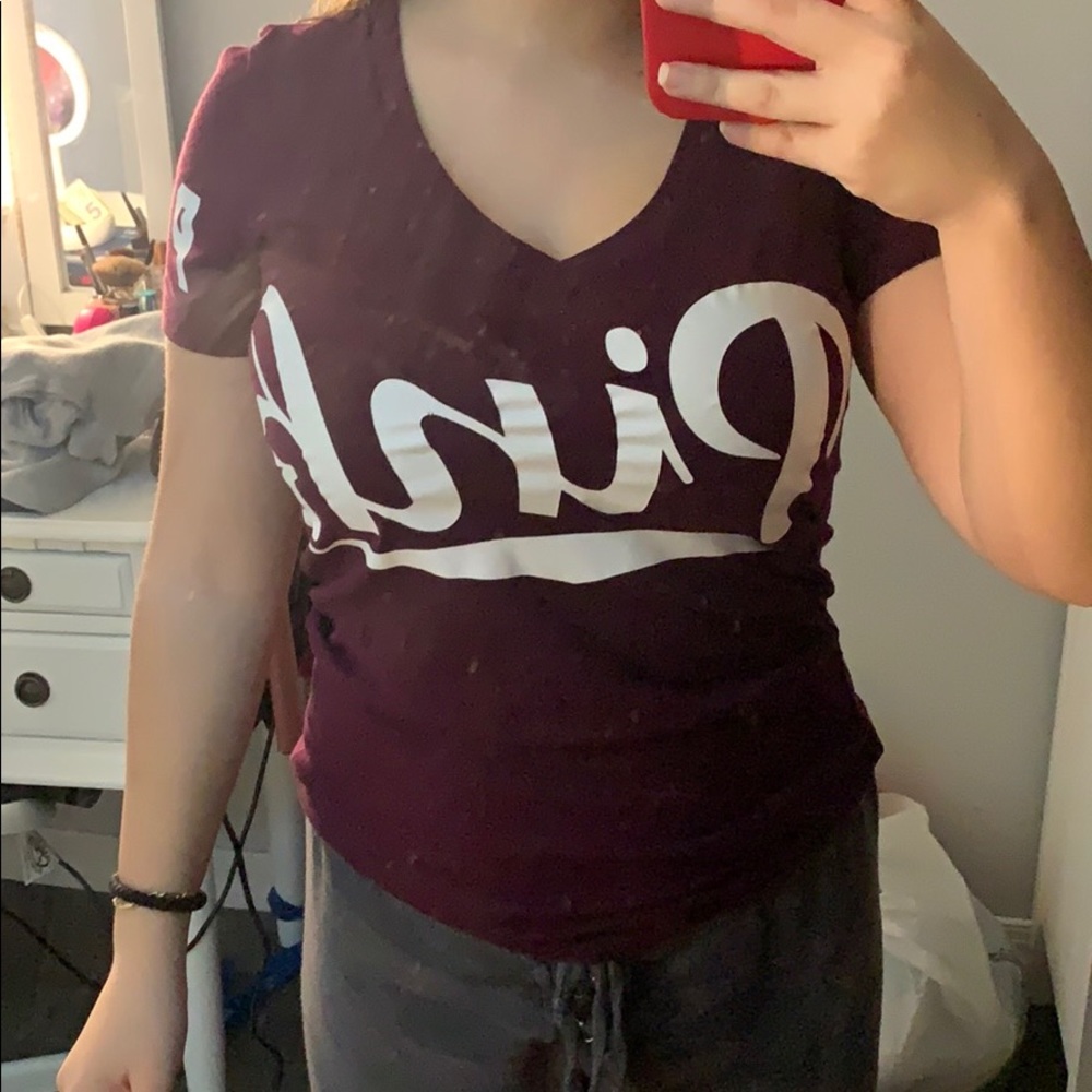 burgundy v neck